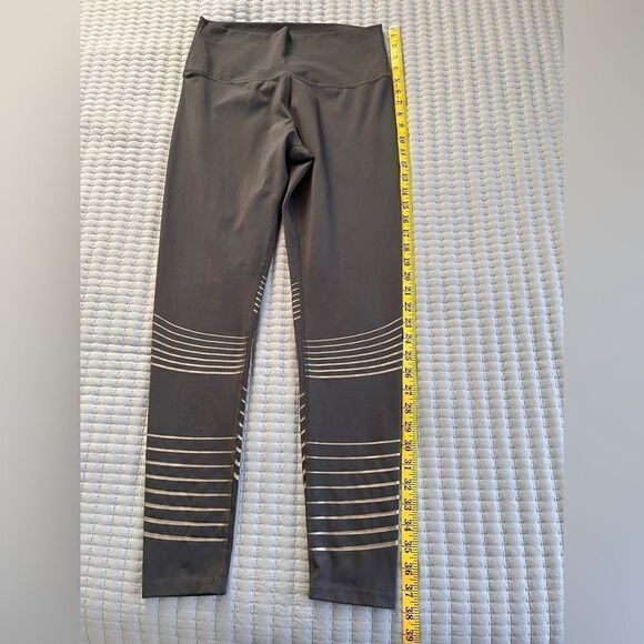 Z by Zobha Gray Silver Metallic Stripe High Rise Full Legging Womens Size Large - Picture 6 of 8